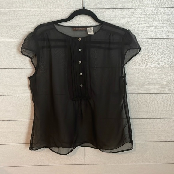 Chadwicks Collection Women's Sheer‎ Black Blouse Sz 16 Witchy Grunge Whimsigoth - Picture 1 of 7